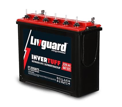 Livguard | Recyclable Inverter Battery for Small Office, Home and Small Shop | INVERTUFF | IT 2266TT, 220Ah | Long Life Battery | Tall Tubular Inverter Battery