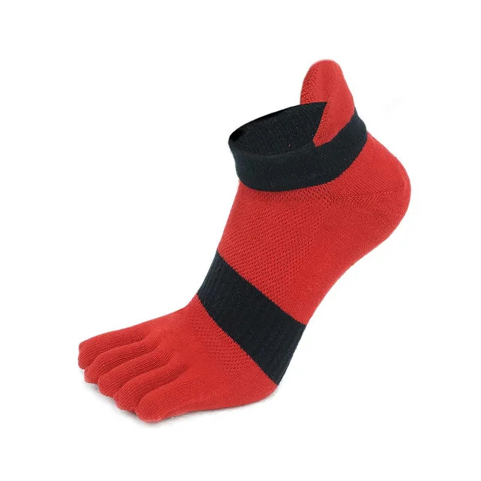 Calzini 5 Coppie Calzini da Uomo A Cinque Dita Grandi Calze da Mash di Cotone A Maglia Corta Traspirante-5 Coppie di Rosso-Me 39-42