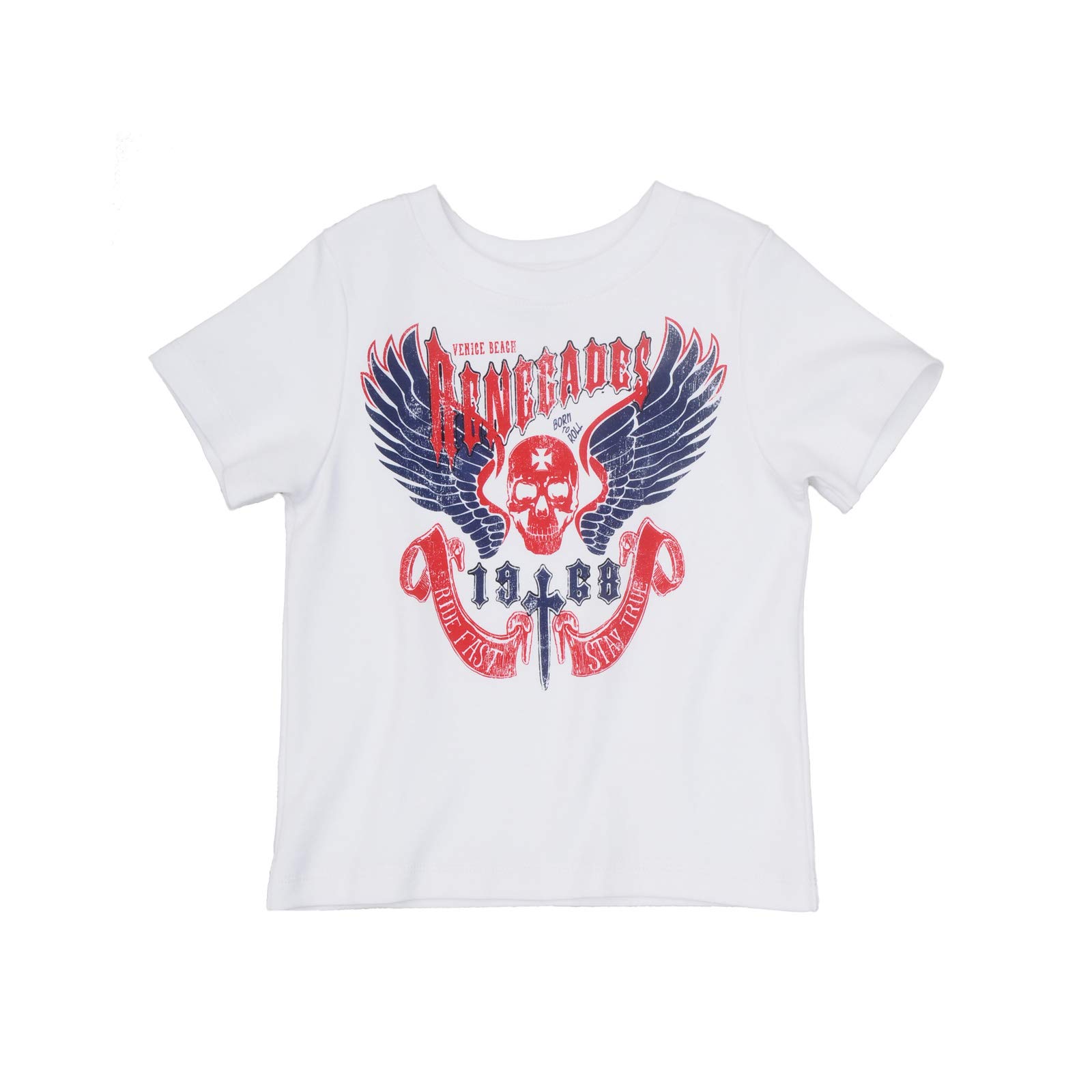 The Season Essentials Kidsy Boys Renegades Graphic Printed Peruvian Cotton T-Shirt – Short Sleeve, Crewneck – White, 8