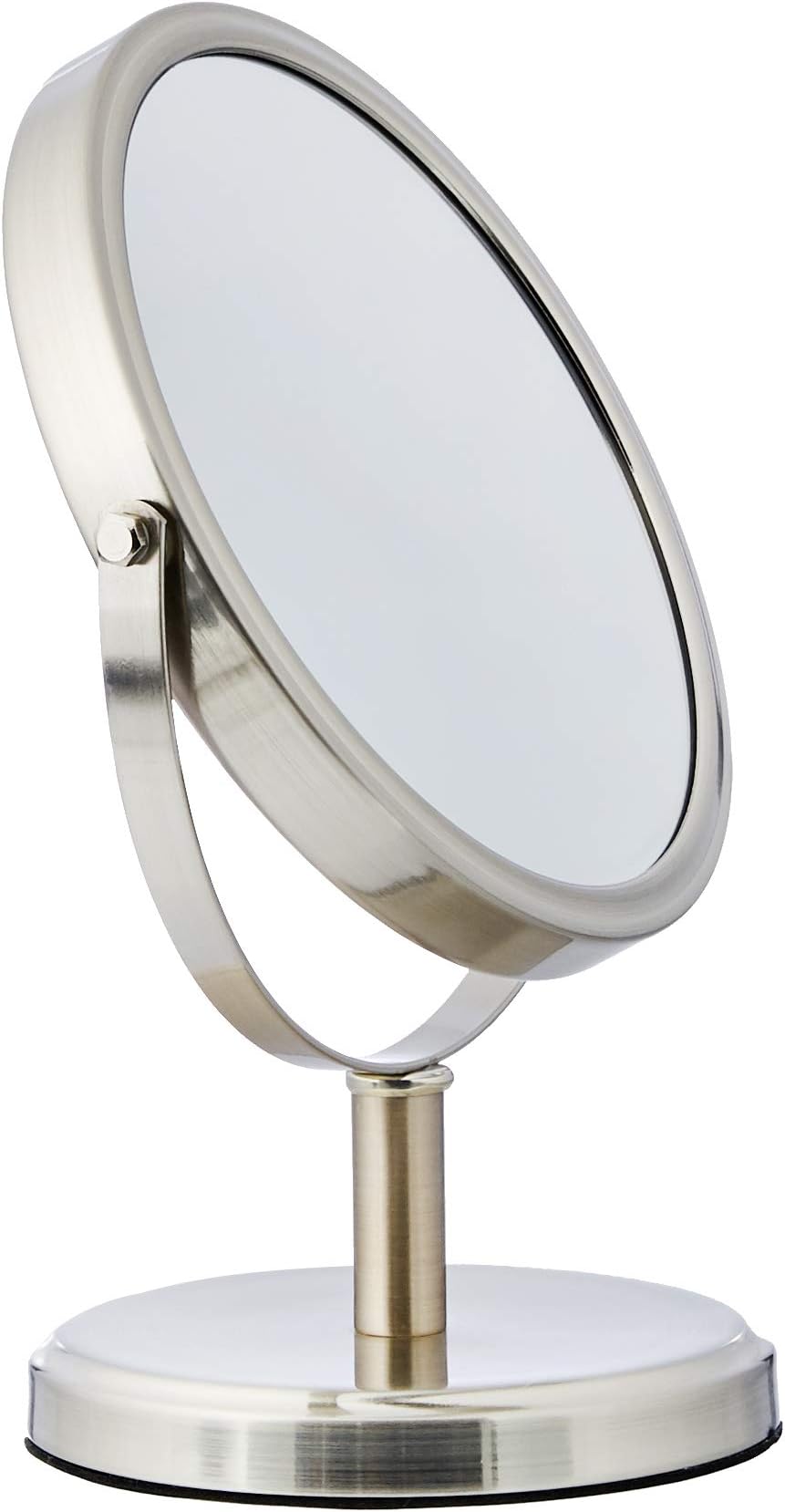 Amazon BasicsModern Dual Sided Magnification Makeup Vanity Mirror, Standard, Nickel