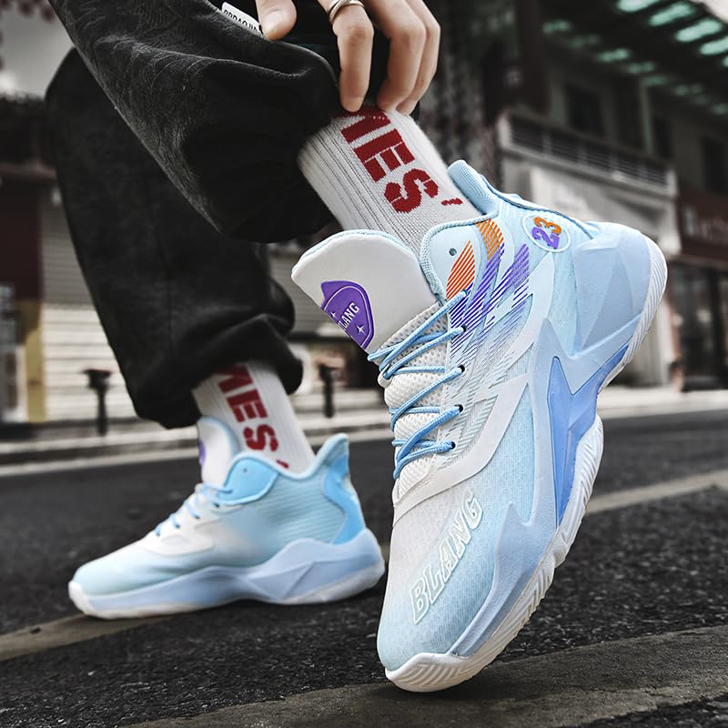 Image of Basketball Shoes for Womens Mens High Top Colorful Volleyball Fashion Breathable Sneakers Lace Up Sport Outdoor Lightweight Non Slip Shoe