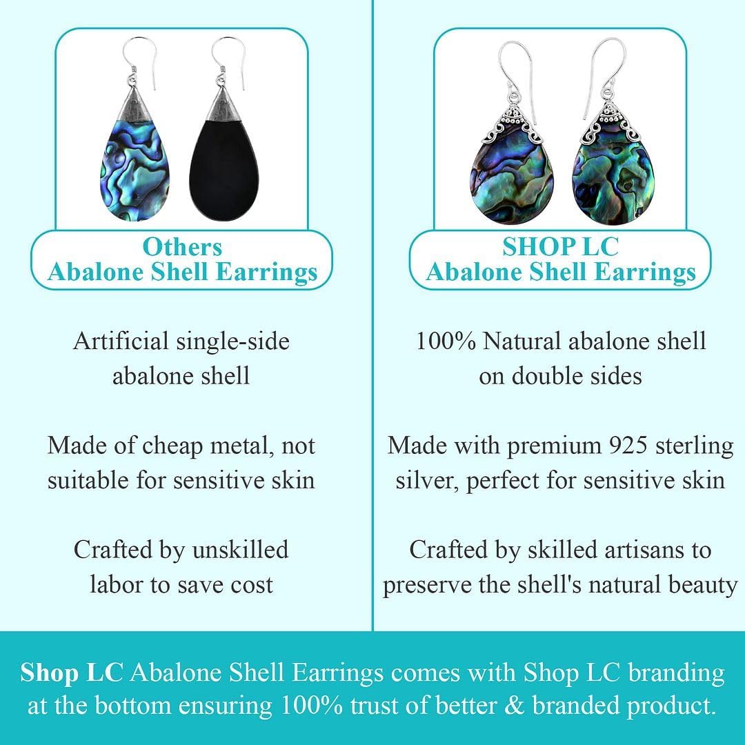 Abalone Shell 925 Sterling Silver Dangle Drop Earrings Jewelry Birthday Christmas Gifts for Women - Image 4