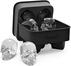 SHAPED 3D Large Skull Ice Cube Mold Tray, Round Whiskey Ice Mold with Lid for Whiskey Drinkers, Bartenders, Gift Exchanges, Home Bar Enthusiasts and Holiday Gifts