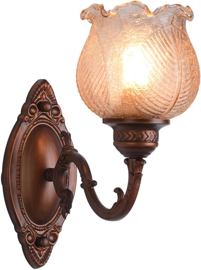 Uosooty Living Room Wall Sconce 1-Light Vintage Antique Bronze Wall Lights Clear Glass Shade American Sconces for Bedroom Bathroom Mirror Hardwire Wall Sconce