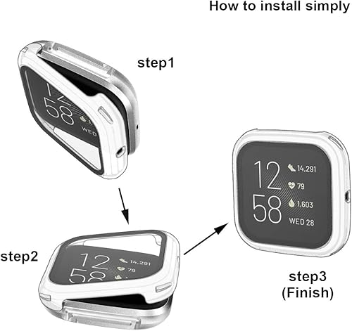 Miniatura 7 de Rc-Z Protector de pantalla para Fitbit Versa 2, carcasa rígida mate de policarbonato completa, protector de pantalla de cara completa para Fitbit