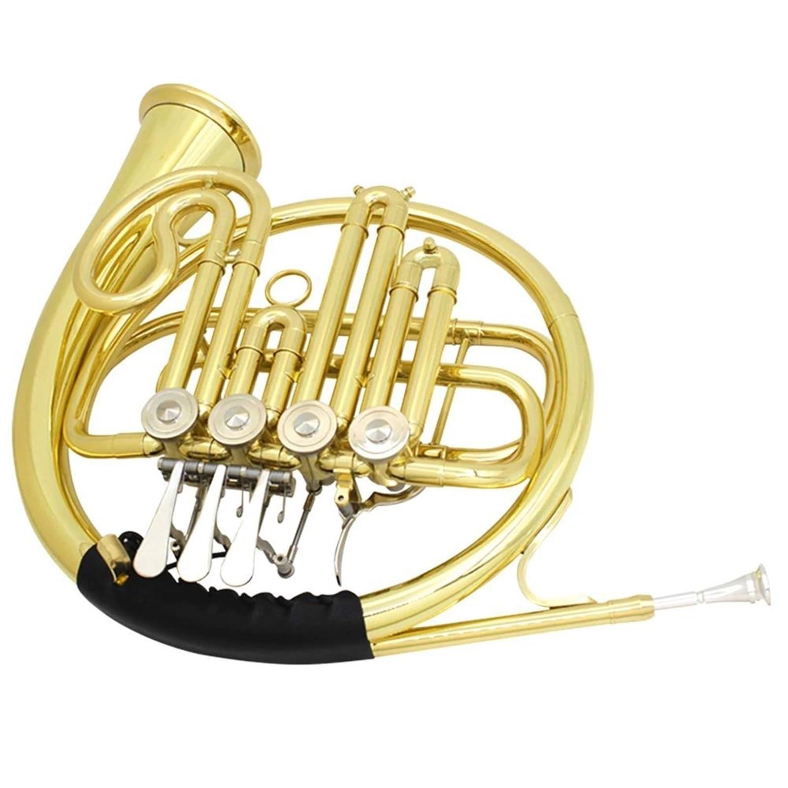 Róg Francuski Instrumenty Muzyczne 4 Klawisze Pozłacany Francuski Róg F Klucz Bb Klucz Podwójny Rząd Mosiężny Instrument Muzyczny