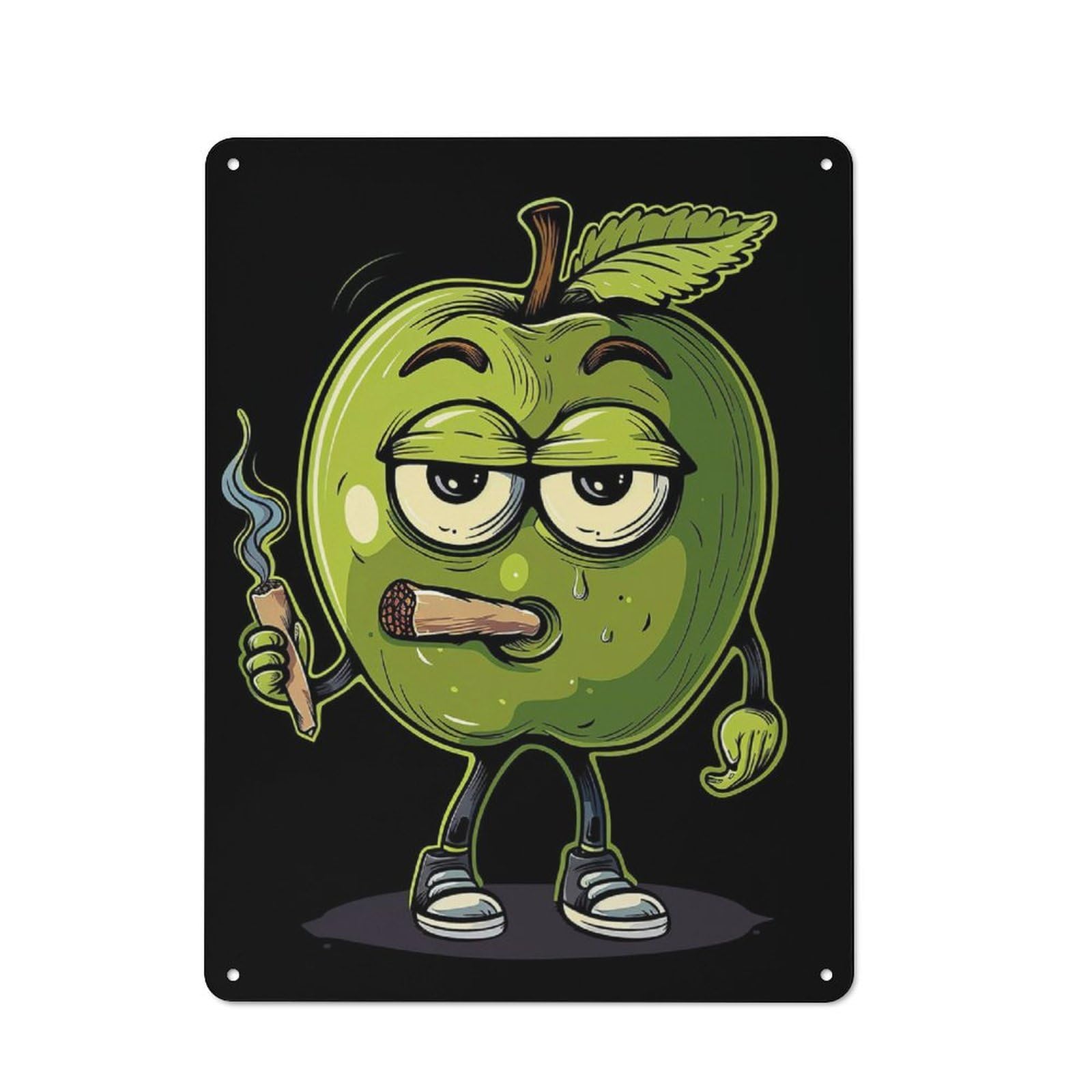 Junmoney Apple Cannabis Metal Plaque 40X30cm With For Hallway Wall, Retro Decor, For Themed Interiors In Hallways And Entrance Areas