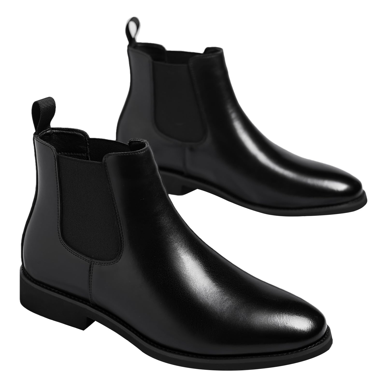 ANUFER Uomo Vendemmia Punta Tonda Stivali Chelsea Colore Pennello Formale Slip-On Stivaletti alla Caviglia