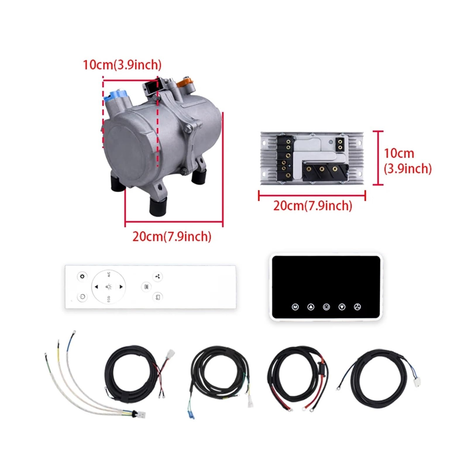 Compresor de aire acondicionado eléctrico Universal for automóvil, 12V, 24V, Compatible con coche, furgoneta, Street Rod, aire acondicionado clásico caliente A/C(Cool and Heat 12V)