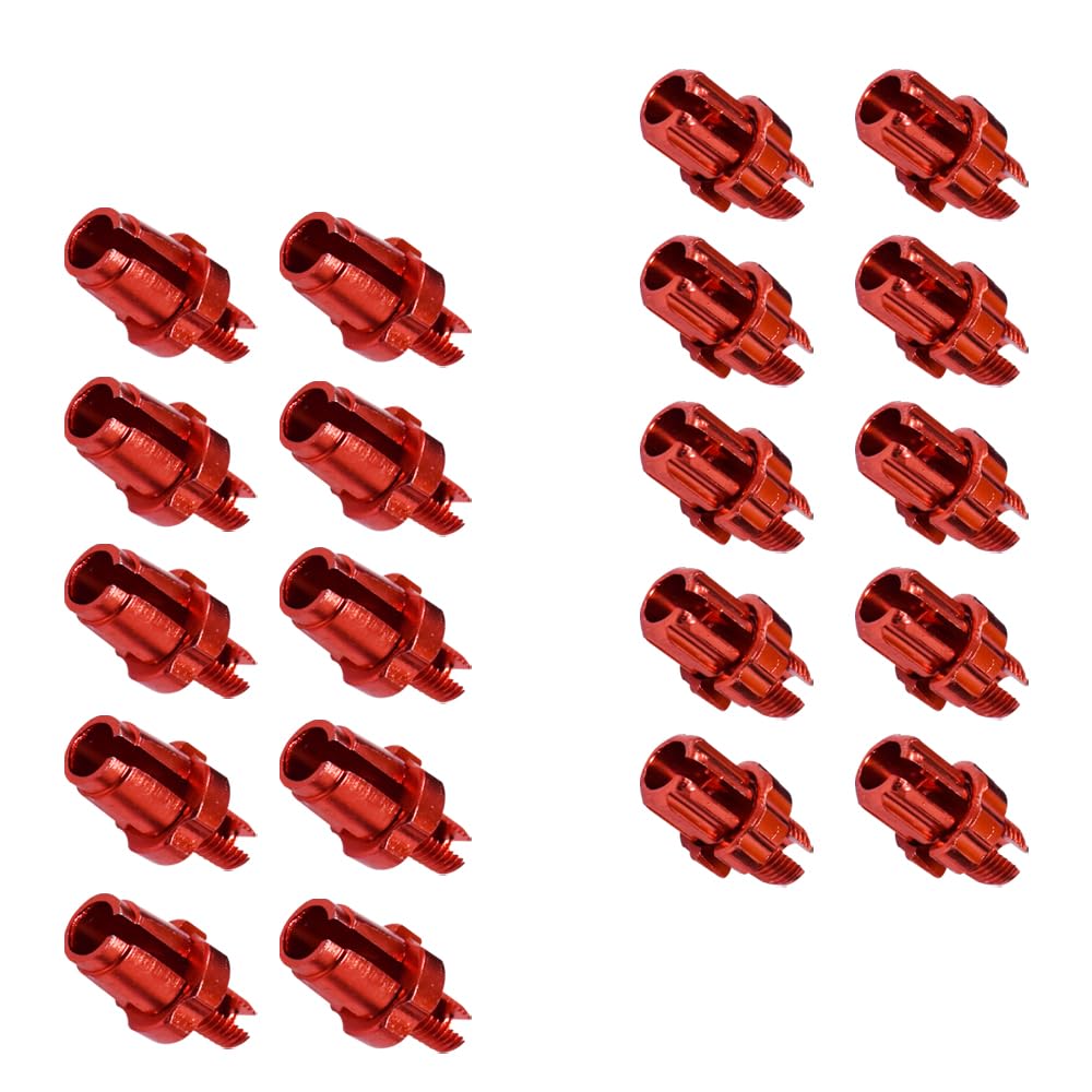 Pirhosigma 10 pcs 10mm M10 + 10 pcs 7mm M7 Bike Brake Handle Lever Fasteners Aluminium Alloy Adjusting Barrels Screws Bolt MTB Bicycle for Mountain & Road Bikes Red