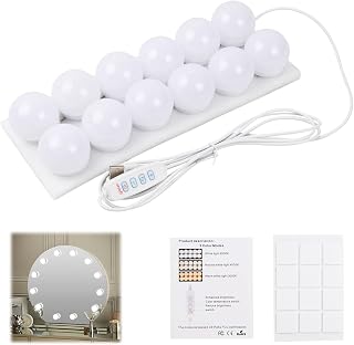 Jinlaili 12 LED Spiegelleuchte mit 3 Farbe, Hollywood-Stil Dimmbar Schminklicht, Schminktisch Leuchte, Makeup Lampe, Make Up Licht, Schminkleuchte, Spiegellampe für Kosmetikspiegel, Badzimmer Spiegel