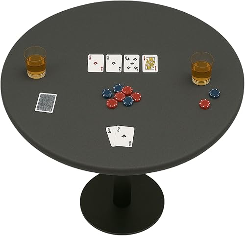 Funda de fieltro para mesa de juego de cartas para póker, mahjong, dominó, puente y juego de mesa, mantel ajustable elástico para mesas redondas Gris
