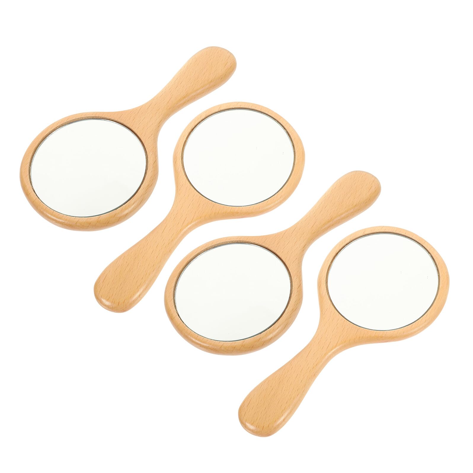 Mini miroir de maquillage à main en bois de hêtre lot de 4 pour voyage