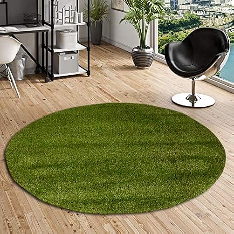CHETANYA Loomtex 35MM Loomtex Artificial Grass Mat Round Shape, Grass Rug for Home Decoration, Grass Indoor Outdoor Rug - 62X62 cm
