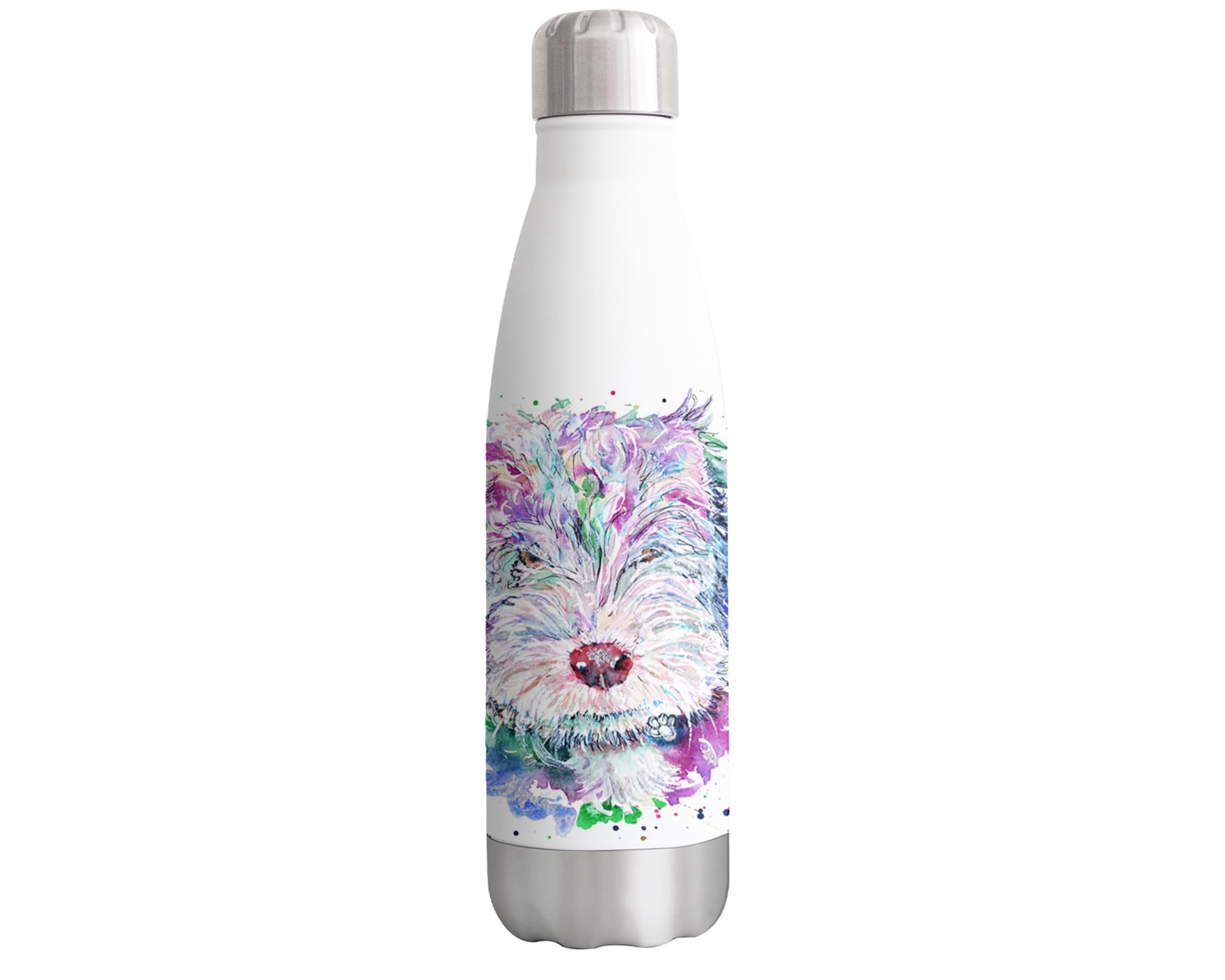 Vixar Cockerpoo dog Pet Animals Watercolour Bottle double Wall insulated Stainless steel sport Drinks 500ml
