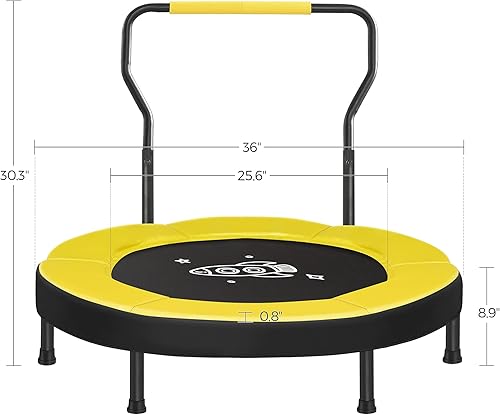 Miniatura 7 de SONGMICS Trampolín para niños, mini trampolín de 3 pies con manillar, cama elástica para niños pequeños para interiores y exteriores, carga máxima