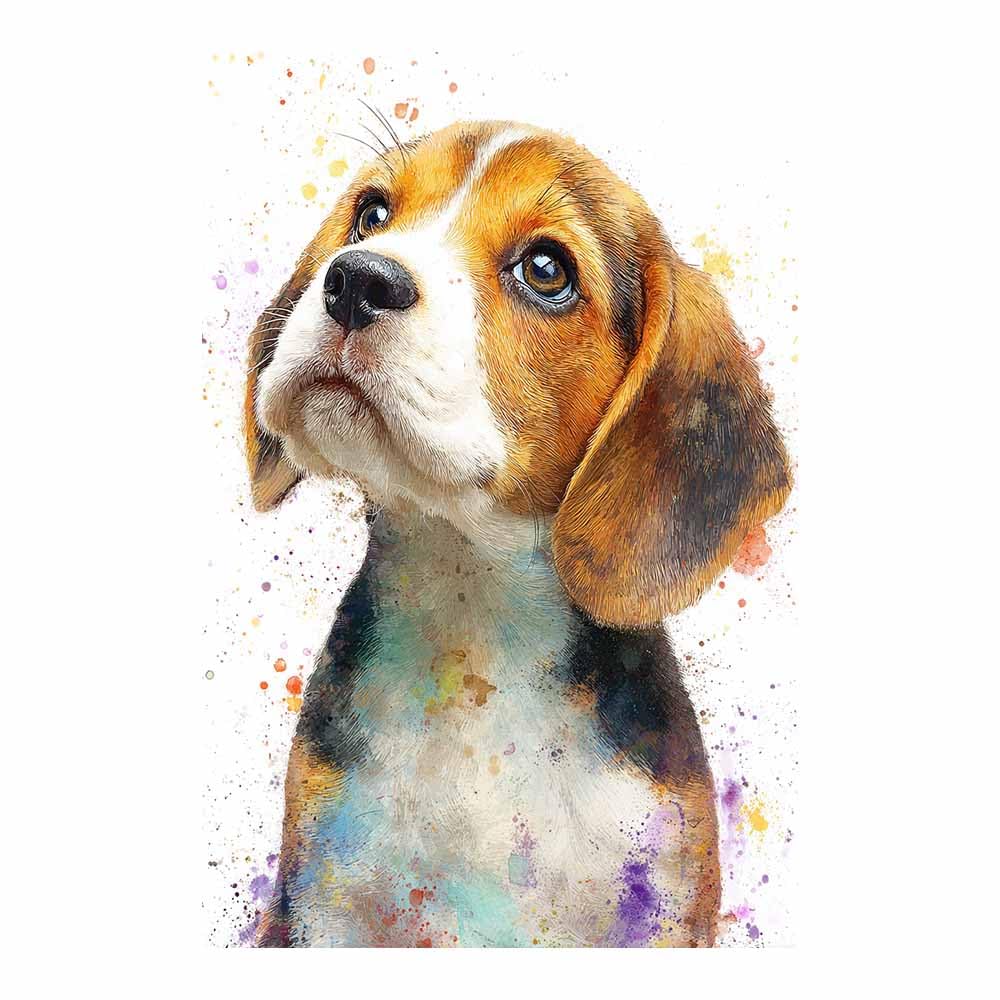 ZAMAEIU Canvas Print Wall Art Beagle Painting Abstract Dog Animal Paintings, Suitable for living room, bedroom, for Kids Room Decoretc.(white)-30x50cm Unframed