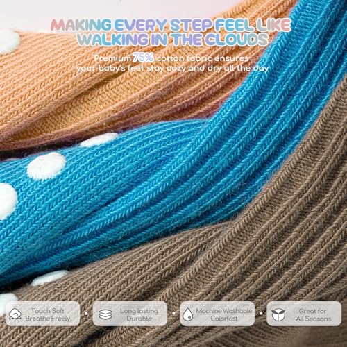 Baby Toddler Girls Socks Grip Ruffle Non Slip Girls Cotton 12 Pack Socks for Kids Cute Ankle 6M-7Years4