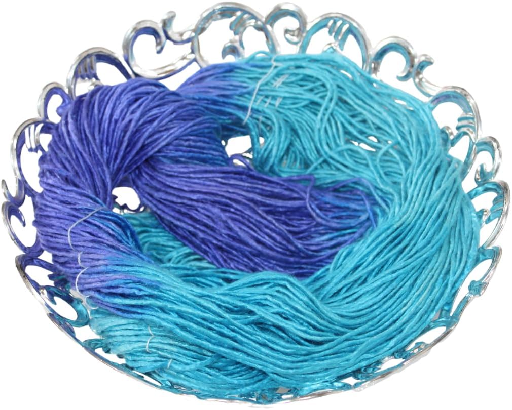 Knitsilk 100% Recycled and Hand-Dyed Silk Roving Worsted Yarn, Luxurious & Soft Silk Roving | Ideal for Knitting, Crocheting, Crafting | Smooth Texture & Fabulous Color.(100 gm-225 Yards,Oslo)