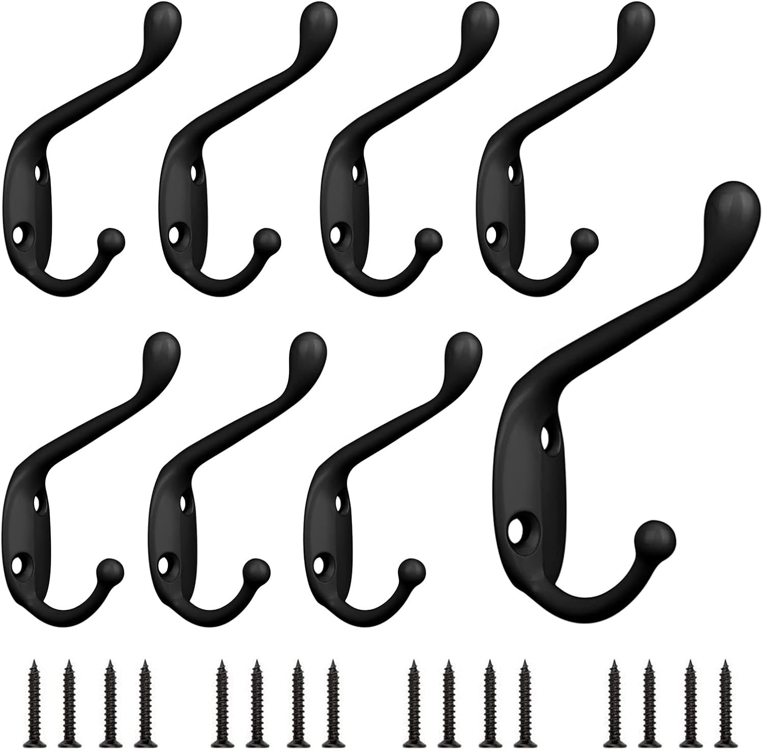 Black Coat Hooks, 8 PCS Metal Clothes Hooks Vintage Wall Hooks Heavy