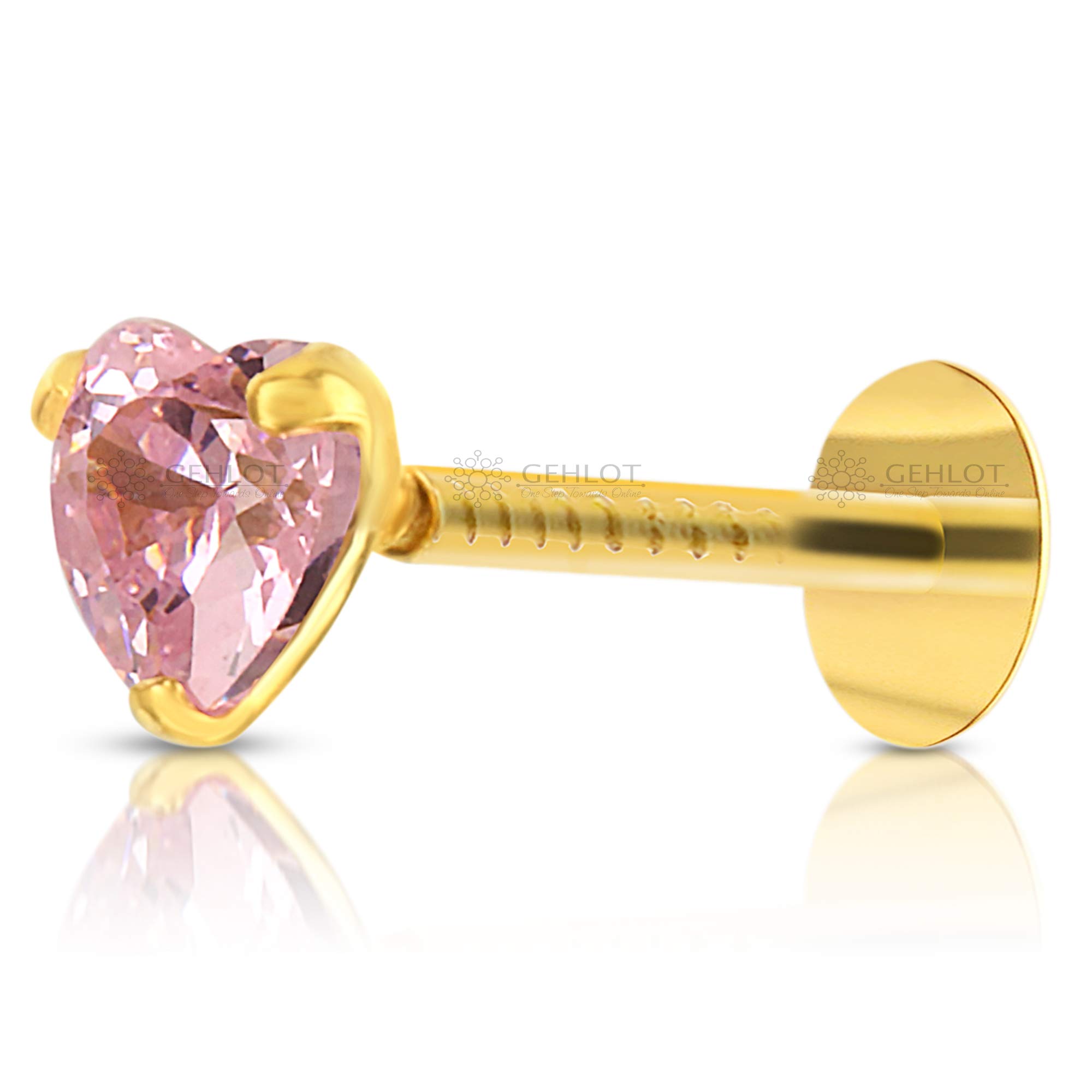 GEHLOT ; OneStep Towards Online 12karat Yellow Gold Nose Pin Stud | Heart Design Diamond Piercing Nose Stud | For Women and Girls - Pink (B091CSJBK3) Amazon Price History, Amazon Price Tracker