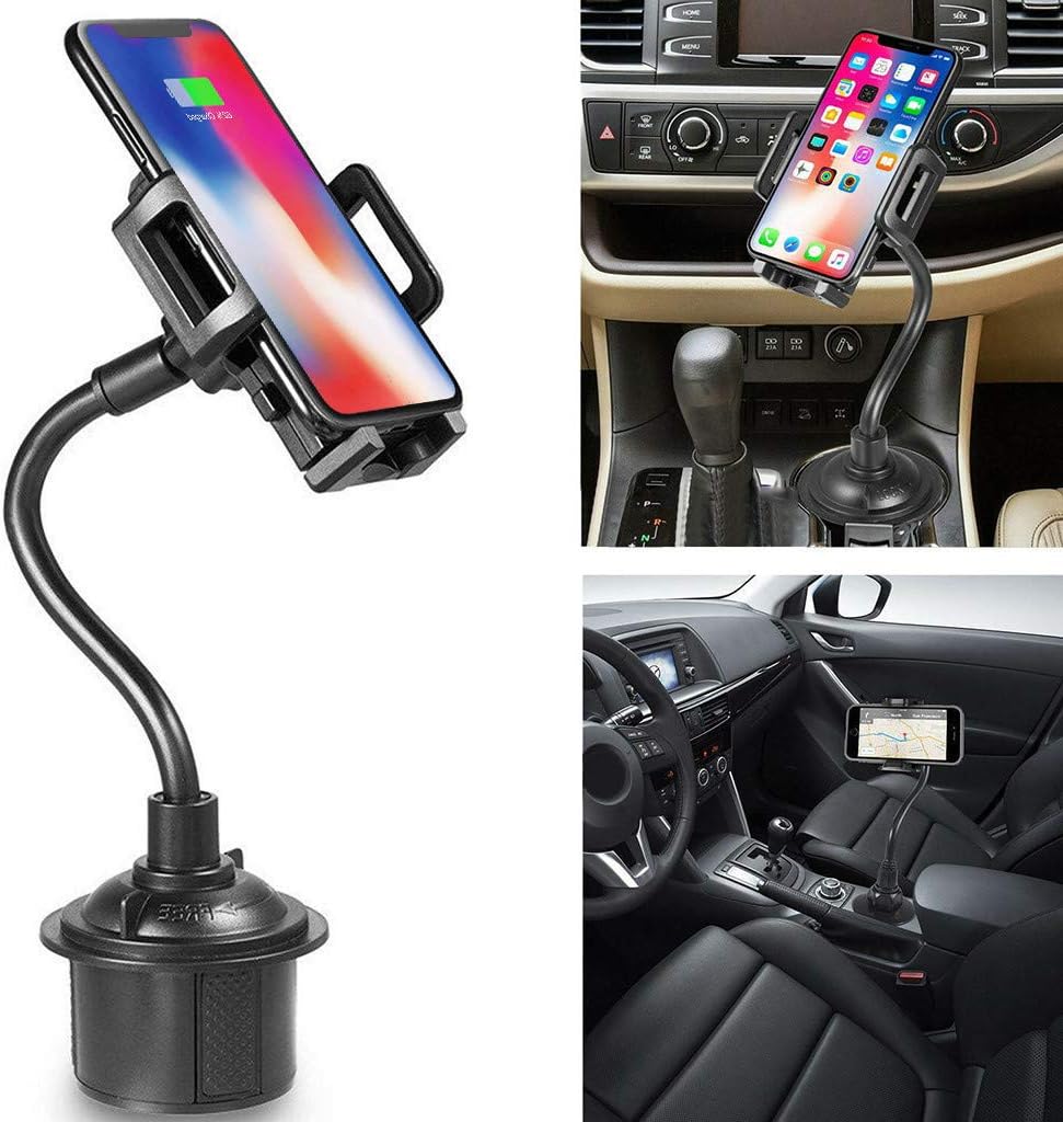 Marrrch Car Phone Mount,360 Degree [Adjustable Distance] Cup Car Phone Holder Compatible with iPhone Xs/XS MAX/XR/X/8/8Plus/7/7Plus, Galaxy S7/S8/S9, Google Nexus, Huawei and More (Black)
