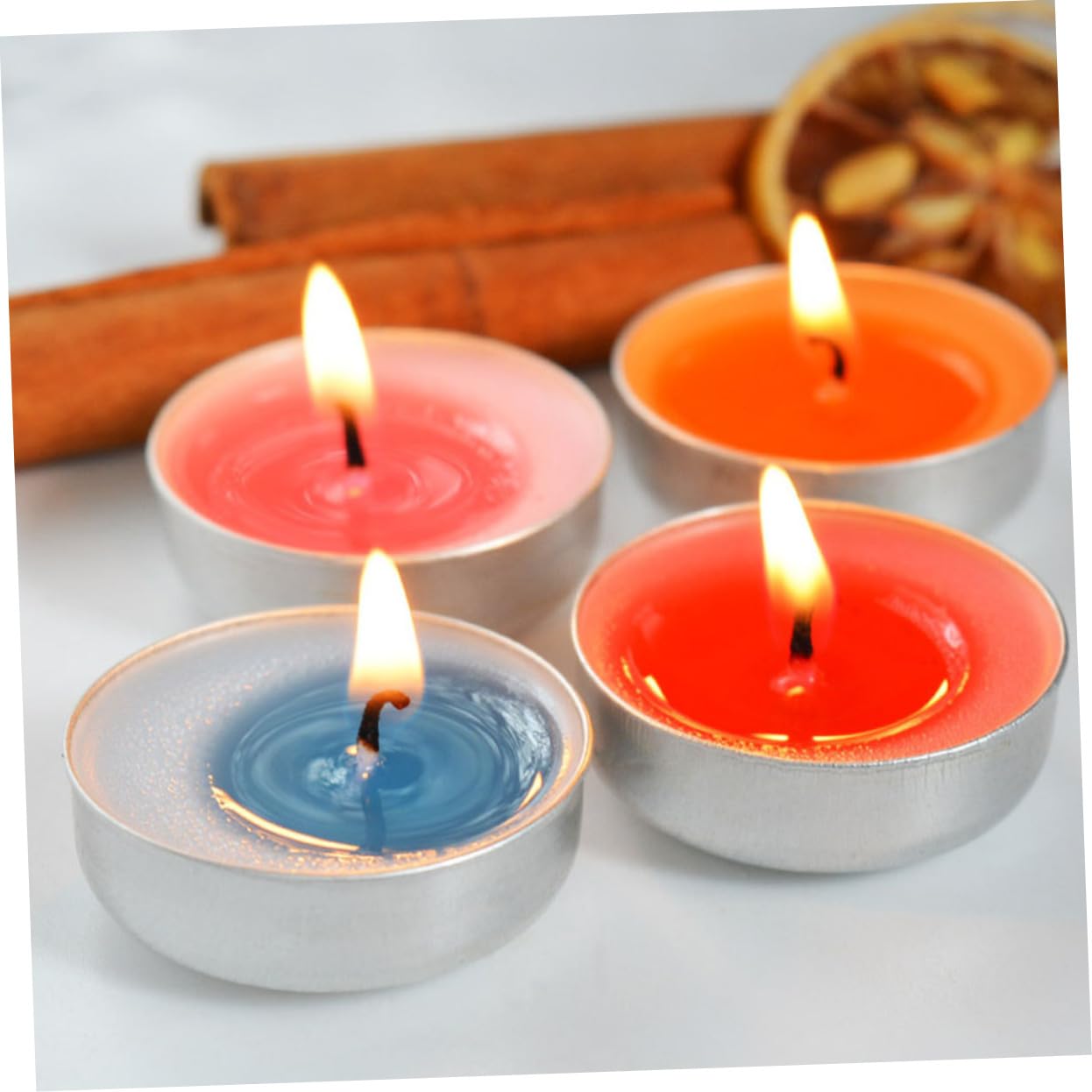 Velas de Té Aromáticas Redondas sin Humo, Paquete de 40