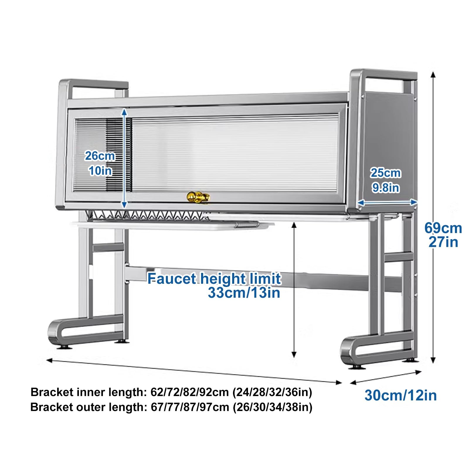 Genérico Escurridor de Platos de Acero Inoxidable de 2 Niveles sobre el Fregadero para Ahorrar Espacio en la Cocina, escurridor para Platos, Vasos, Cuencos y Cubiertos (30 Pulgadas)