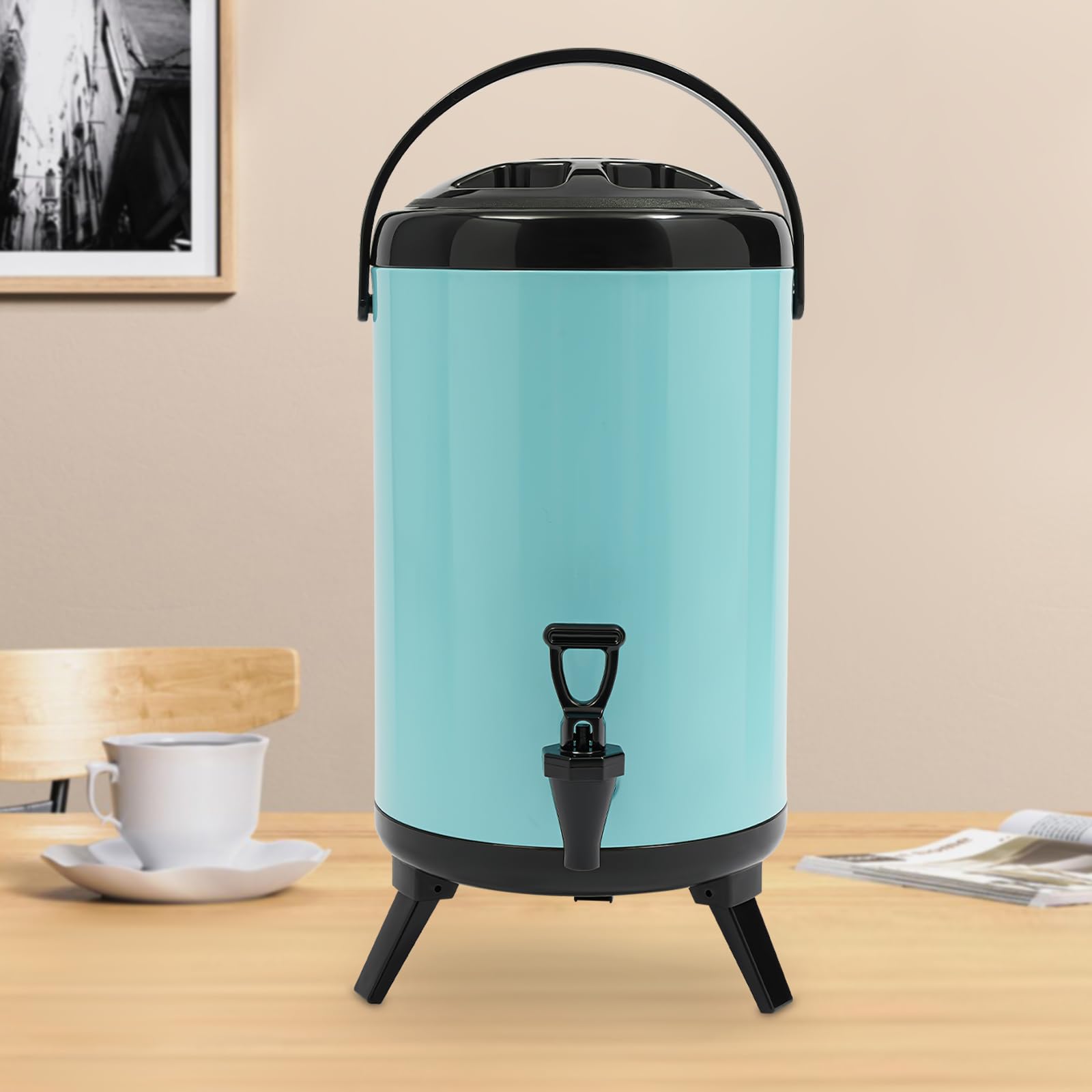Dispensador de bebidas con refrigeración, grifo de bebidas, enfriador de agua, recipiente de agua, dispensador de agua, barril de cerveza, enfriador de acero inoxidable, 10 L, recipiente para bebidas