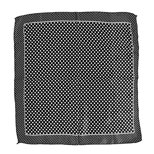 uxcell Women Polyester Fashion Round Dots Square Scarf Wrap Black White2