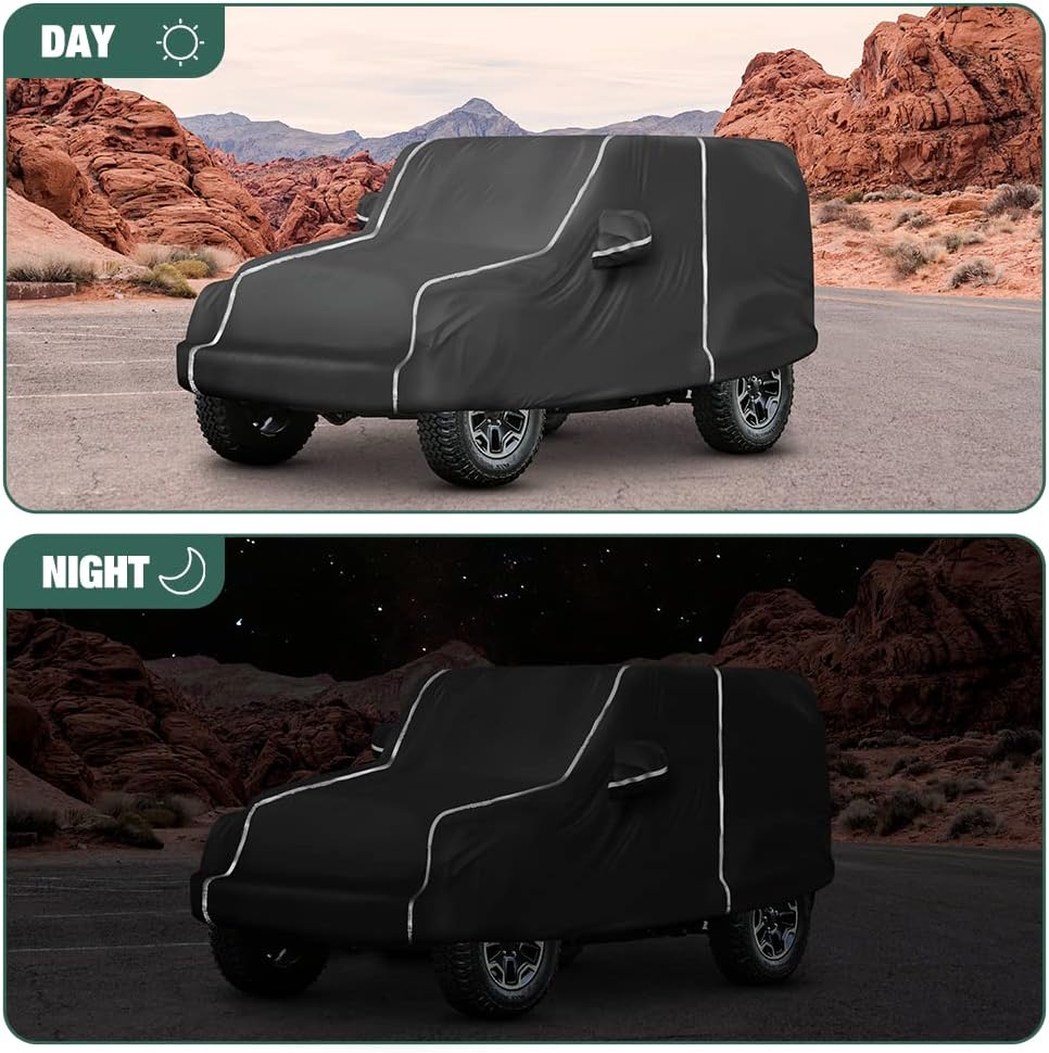 Waterproof Car Cover Compatible for Jeep Wrangler CJ,YJ, TJ & JK 2-Doors 1955-2024 All Weather 6 Layers Full Car Cover with Storage Bag