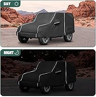 Vista 4 de Funda impermeable para coche compatible con Jeep Wrangler CJ, YJ, TJ y JK de 2 puertas 1955-2024, funda completa para todo tipo de clima de 6 capas