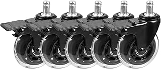 WOMGF - 5 ruedas giratorias para silla de oficina con freno con ruedas para silla de oficina de 11 mm, resistente a la abrasión, protección contra arañazos