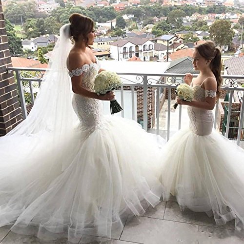 GZCYL Mermaid Flower Girls Dresses for Wedding Lace Tulle Kids Junior Bridesmaid Dress with Train2