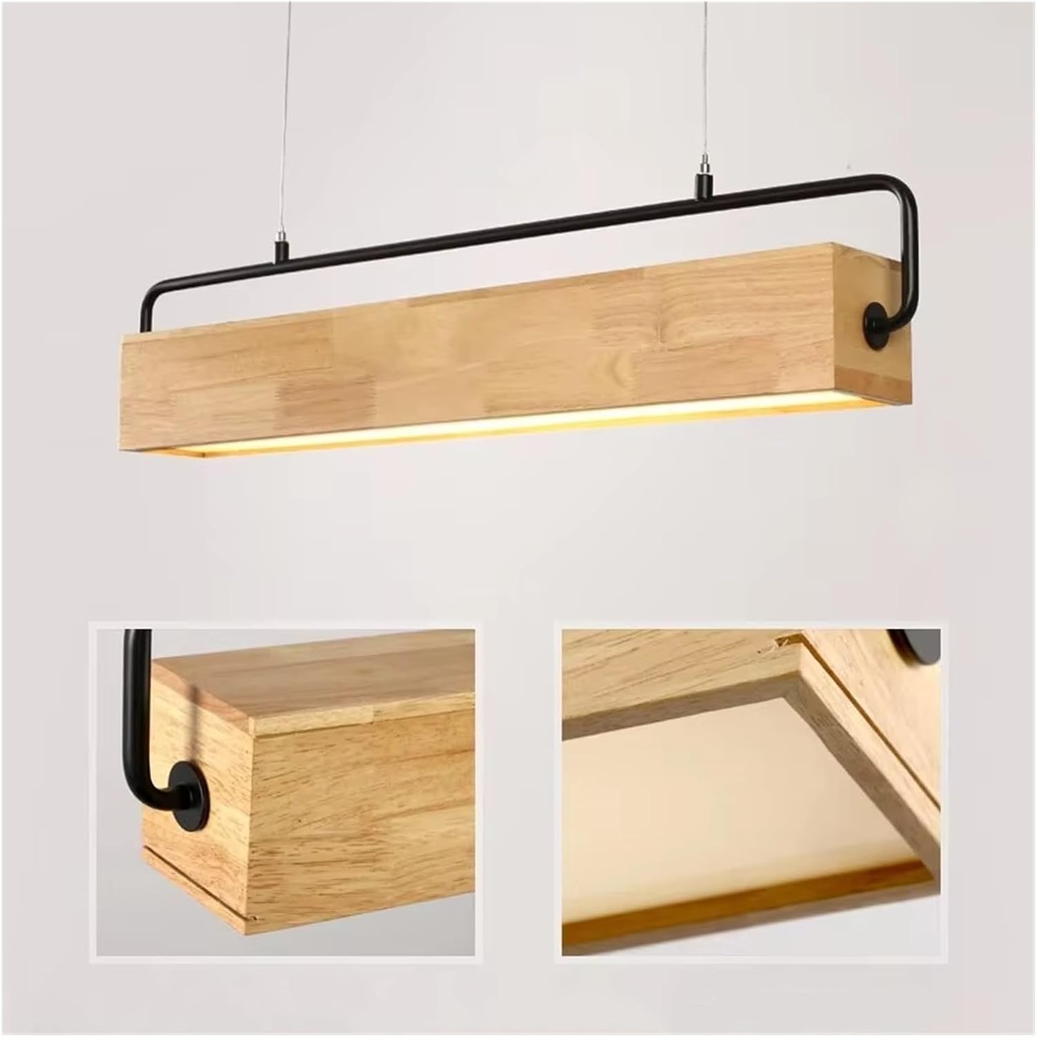 Nordic Long Solid Wood Style Led Pendent Light Modern Minimalist Home Decor Chandeliers Kitchen Island Hanging Light,for Decoration
