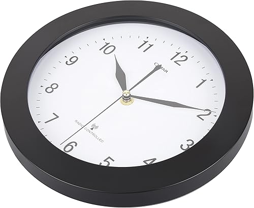 Miniatura 3 de Reloj de pared atómico, tiempo de calibración automática de EE. UU., reloj redondo de 10 pulgadas, funciona con pilas