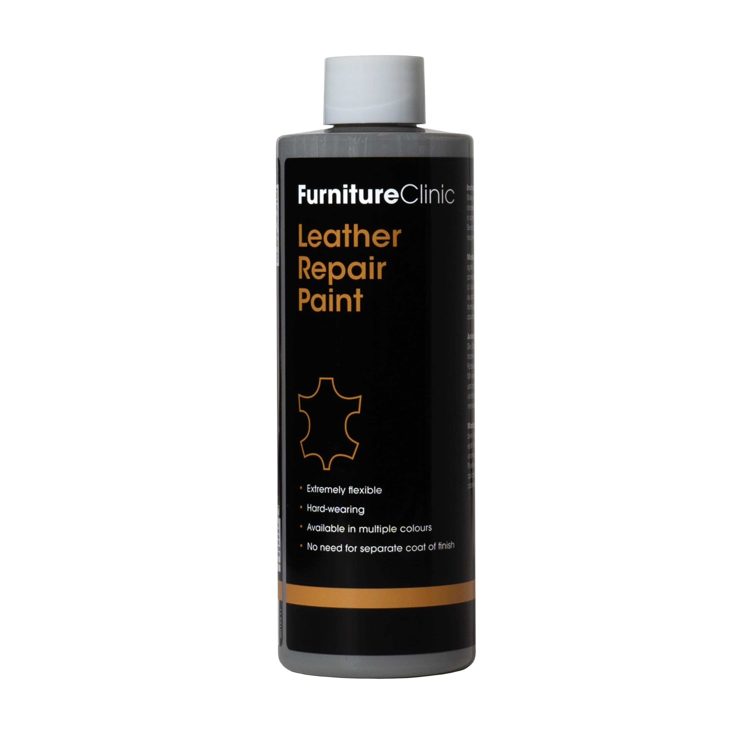 Furniture Clinic Leather Repair Paint & Dye | Self Seal Colourant for Quick and Easy Leather Repair | Suitable for Sofas, Car Seat, Shoes, Handbag, and More - Dark Grey, 250ml