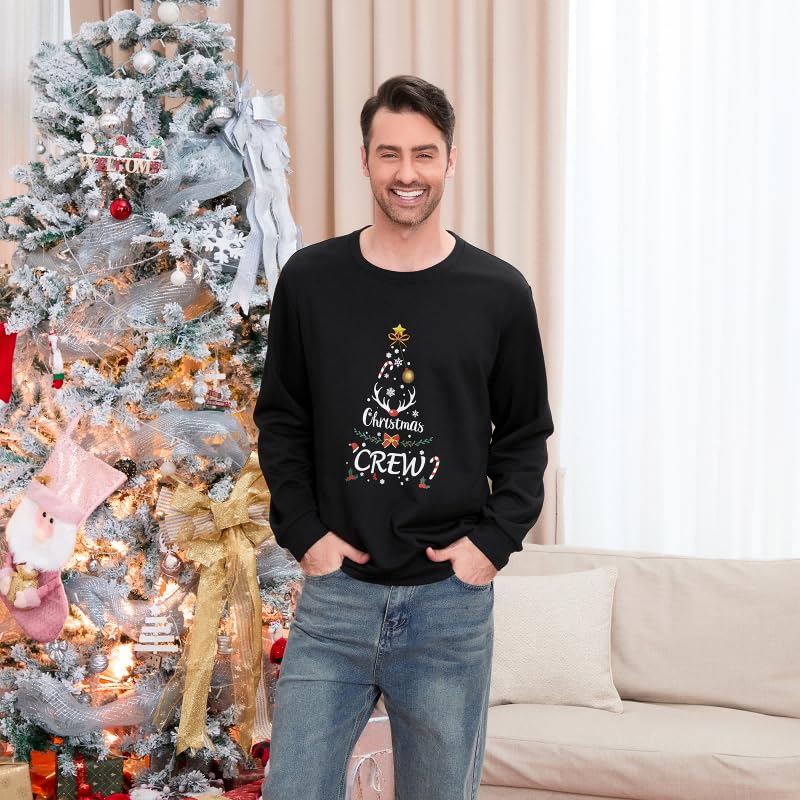 Men Crewneck Sweatshirt, Christmas Holiday Graphic Print Top - Image 3