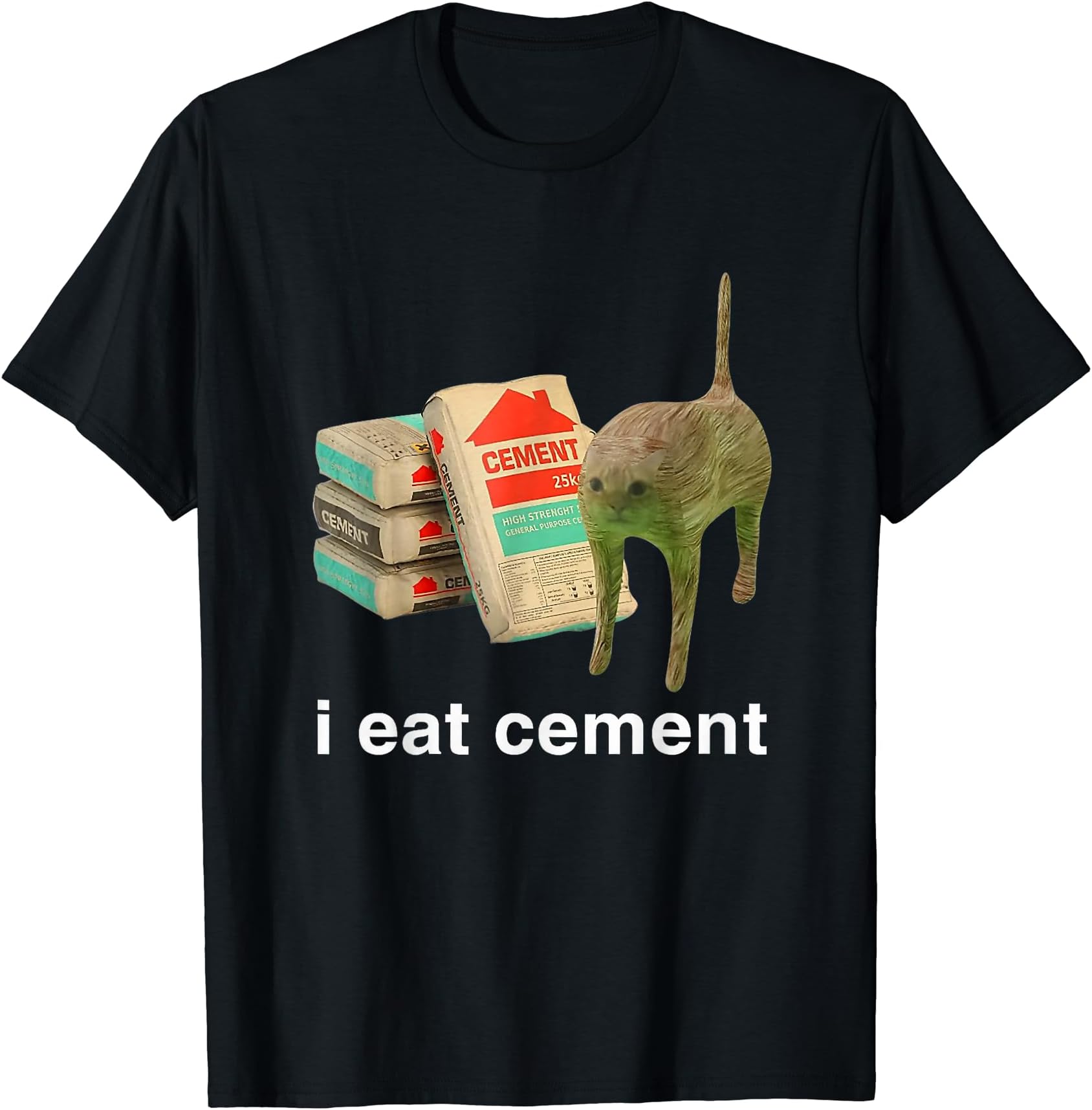 I Eat Cement Cursed Cat Funny Oddly Specific Dank Meme T-Shirt