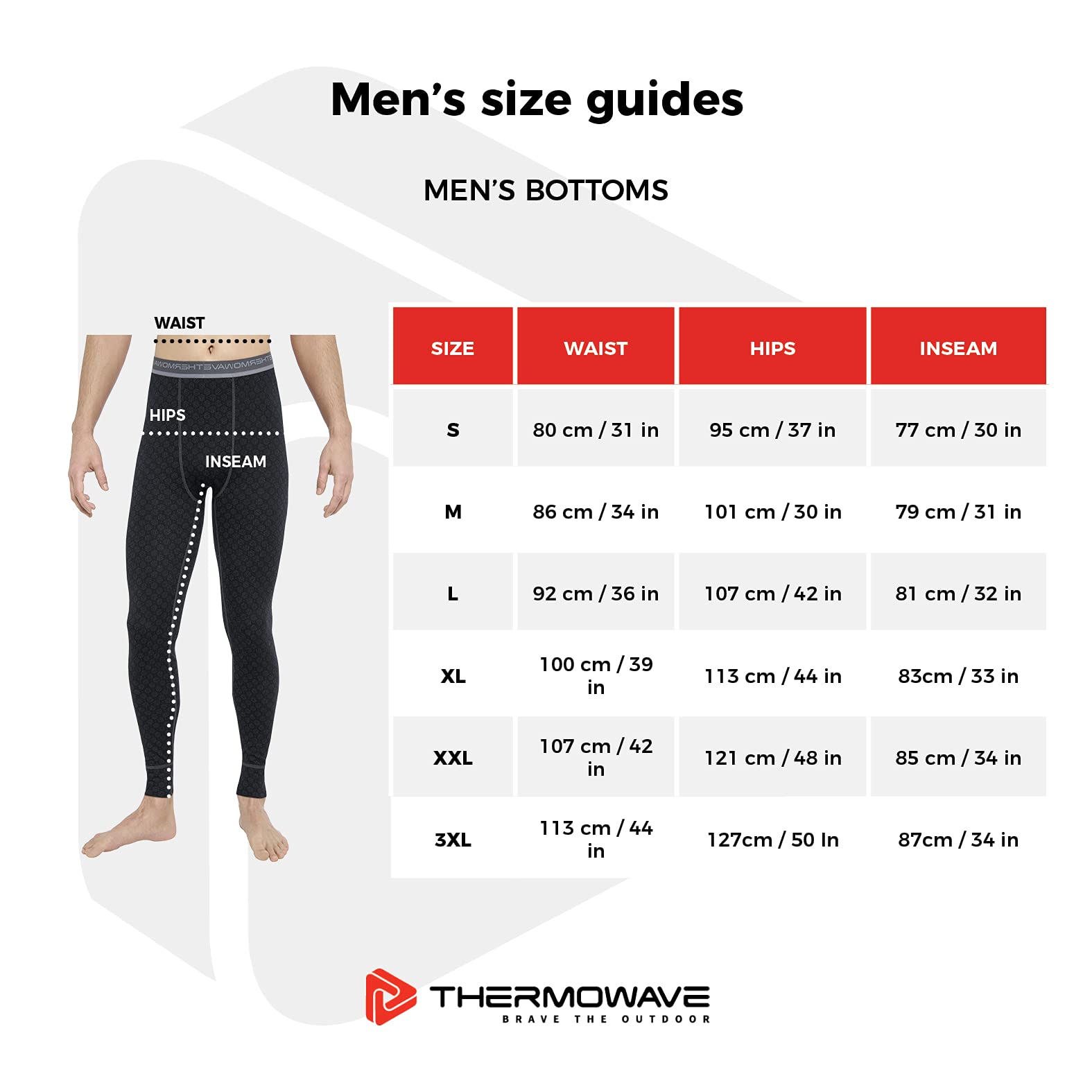 Thermowave Xtreme bielizna męska z merynosów, długie kalesony męskie, bielizna termiczna, 220 g/m², miękka, lekka, do jazdy na nartach, snowboardzie, wyposażenie zimowe, szeroki pas, rozmiary S-3XL
