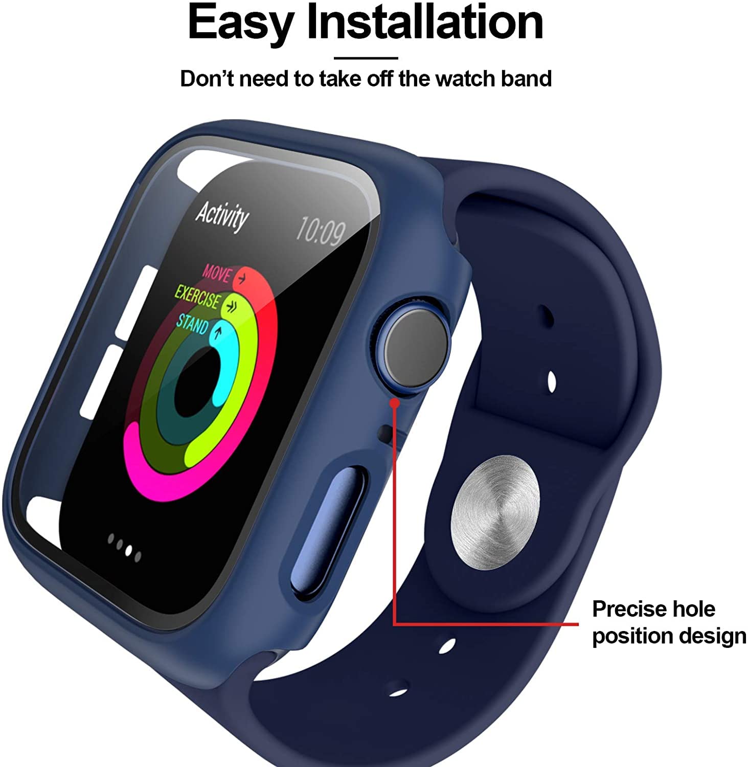 Confezione da 6 custodie per Apple Watch Series 7 45 mm con vetro temperato, Hard PC HD Full Cover protettiva iwatch S7.