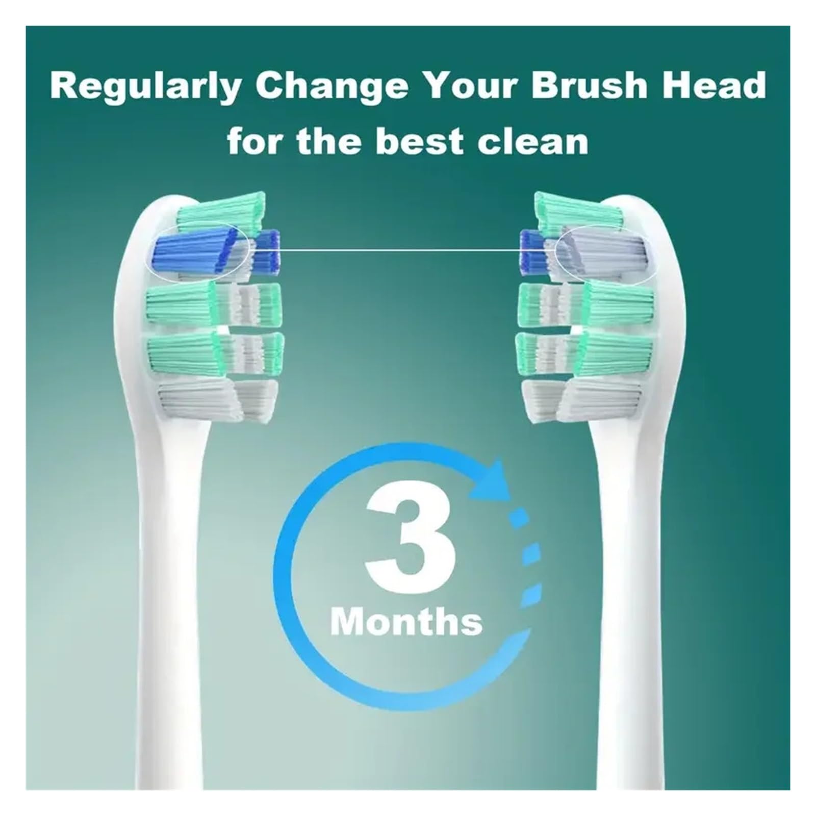 Cabezales de cepillo dental, compatible con Philips, 1100 2100 4100 4300 | 5100, 5300, 6100, 6500 repuesto de cabezal eléctrico, plástico(16pcs)