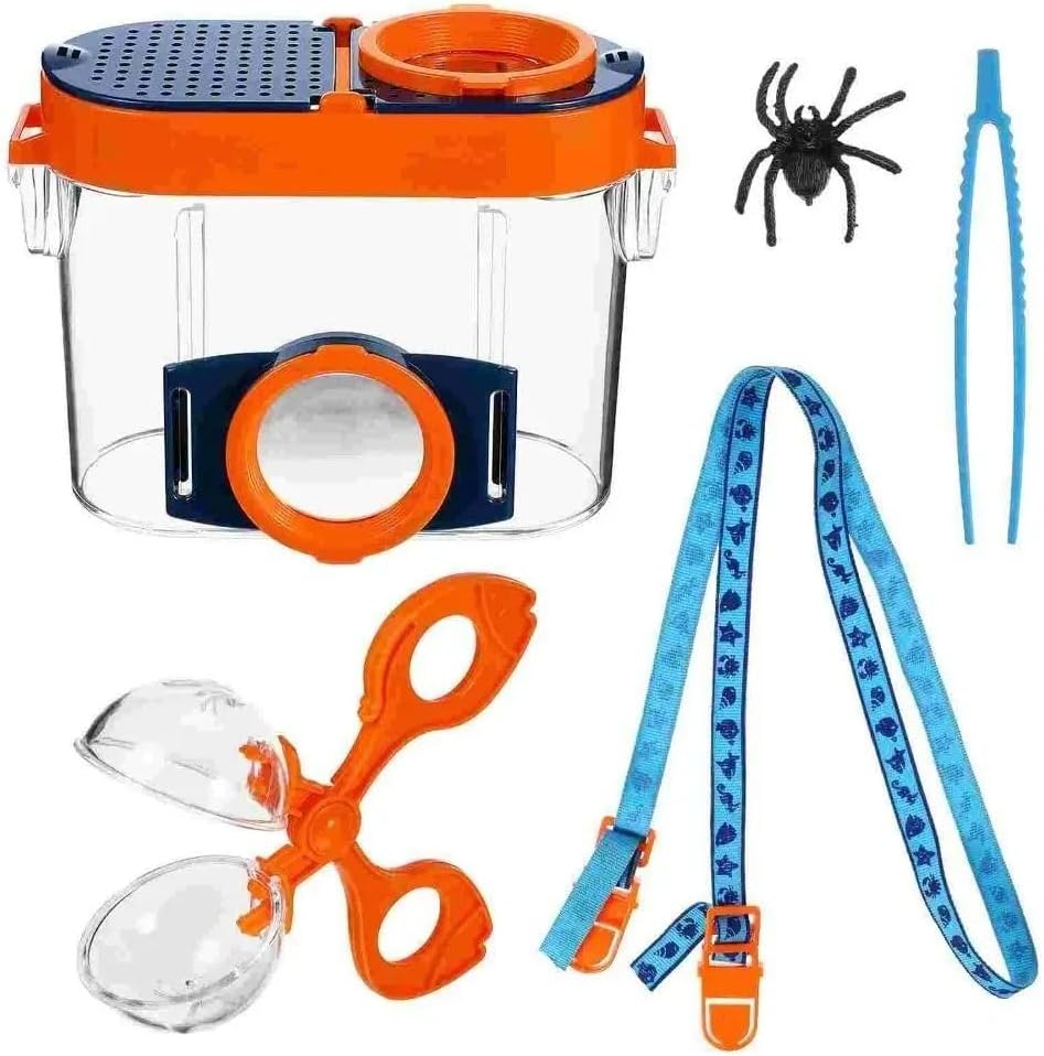 Portable Insect Catcher Cage Magnifier Observer Kit, Outdoor Catcher Cage Kids Science Nature Exploration Tools(Brown)