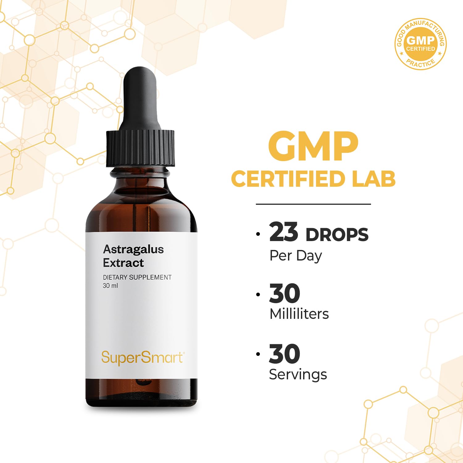 Astragalus-Extrakt 30 ml - Unterstützt das natürliche Immunsystem - Steigert die Widerstandsfähigkeit - Astragalus-Extrakt mit einem Polysaccharid Gehalt von 16% - Flüssig - Vegan - Supersmart