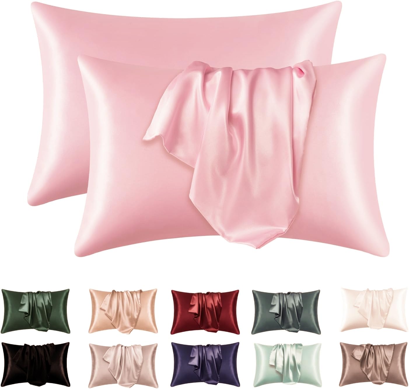 Sily satin PillowCases - 2 Packs 50 X 75 C M Silky-soft, Anti-static Dust Mite Resistant (Coral)