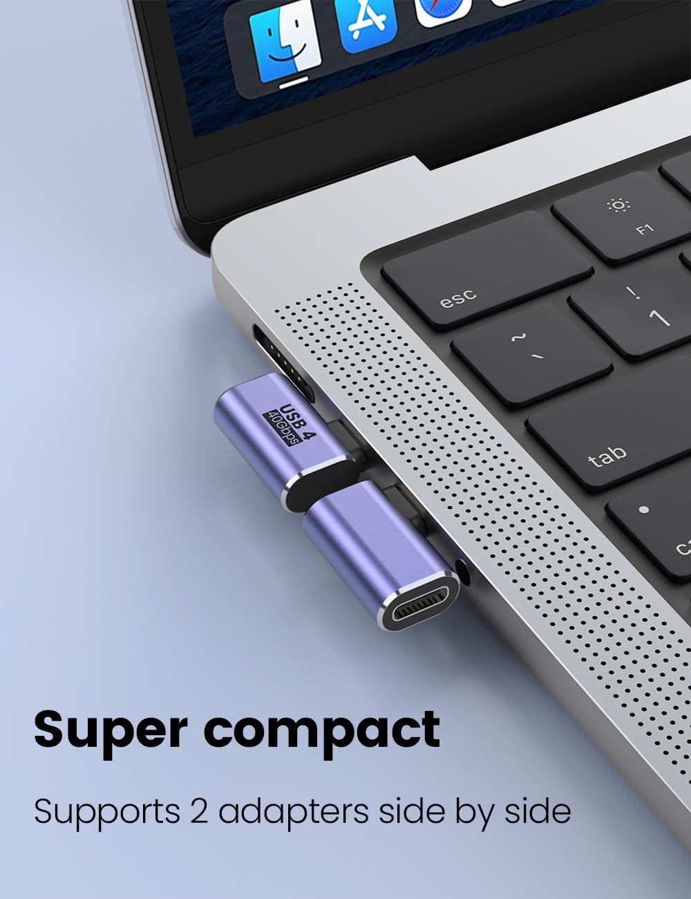 MOGOOD 90 gradi USB C adattatore 100W (2 pacchetti), 40Gbps Tipo C maschio a Tipo C femmina adattatore, compatibilità con Thunderbolt4, Laptop, Steam Deck, iPad Mini, Galaxy S25, MacBook, Smart Tablet
