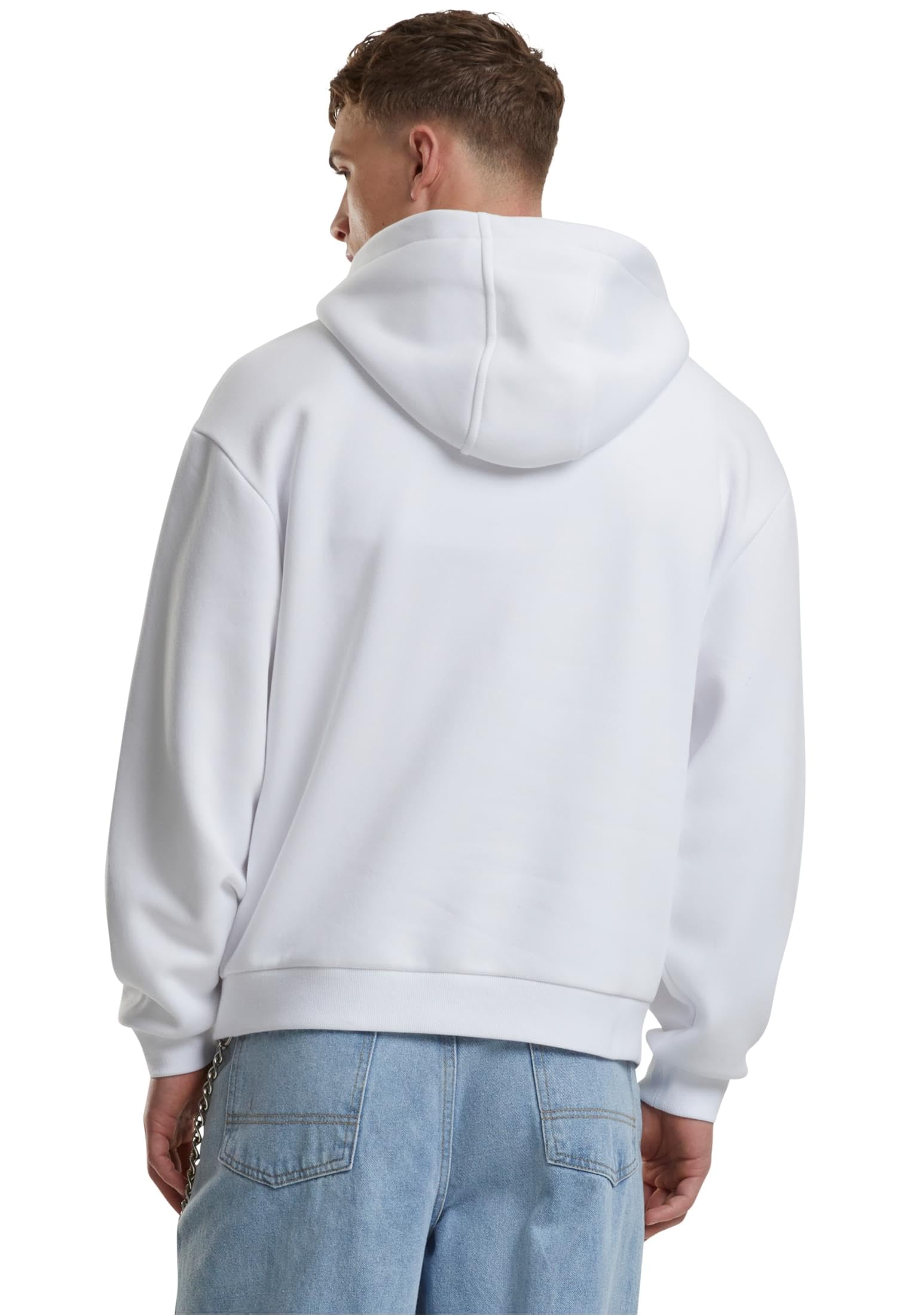 Urban Classics Męska bluza z kapturem Fluffy Hoody, luźna bluza z kapturem dla mężczyzn, oversize fit, rozmiary S-5XL, biały, S