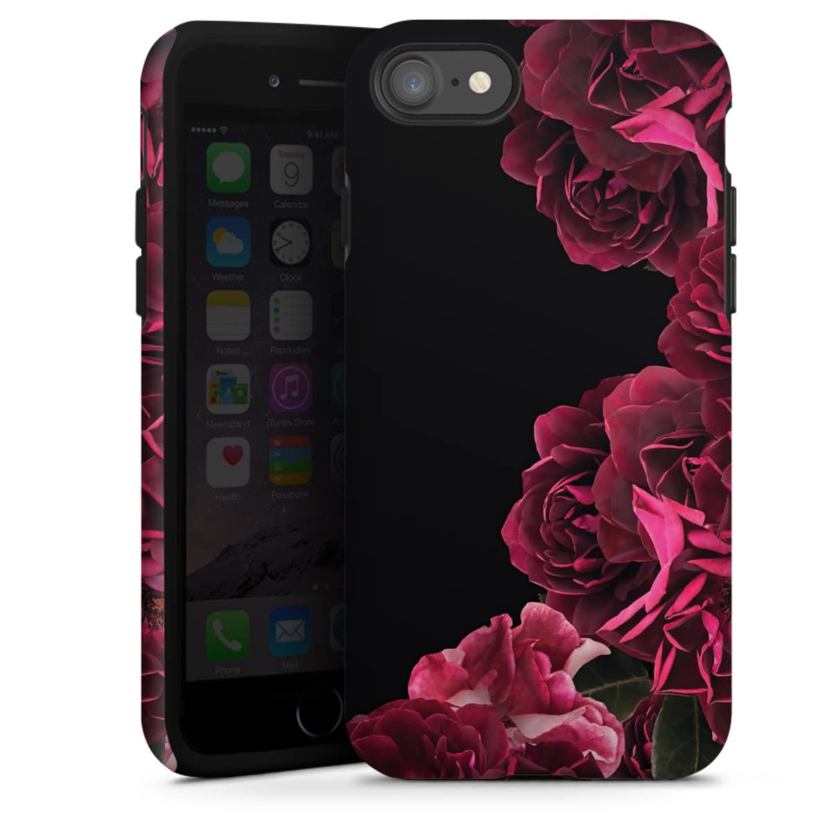 DeinDesign Coque Compatible avec Apple iPhone SE (2020) Coque renforcée Coque Antichoc Roses Vintage Rose