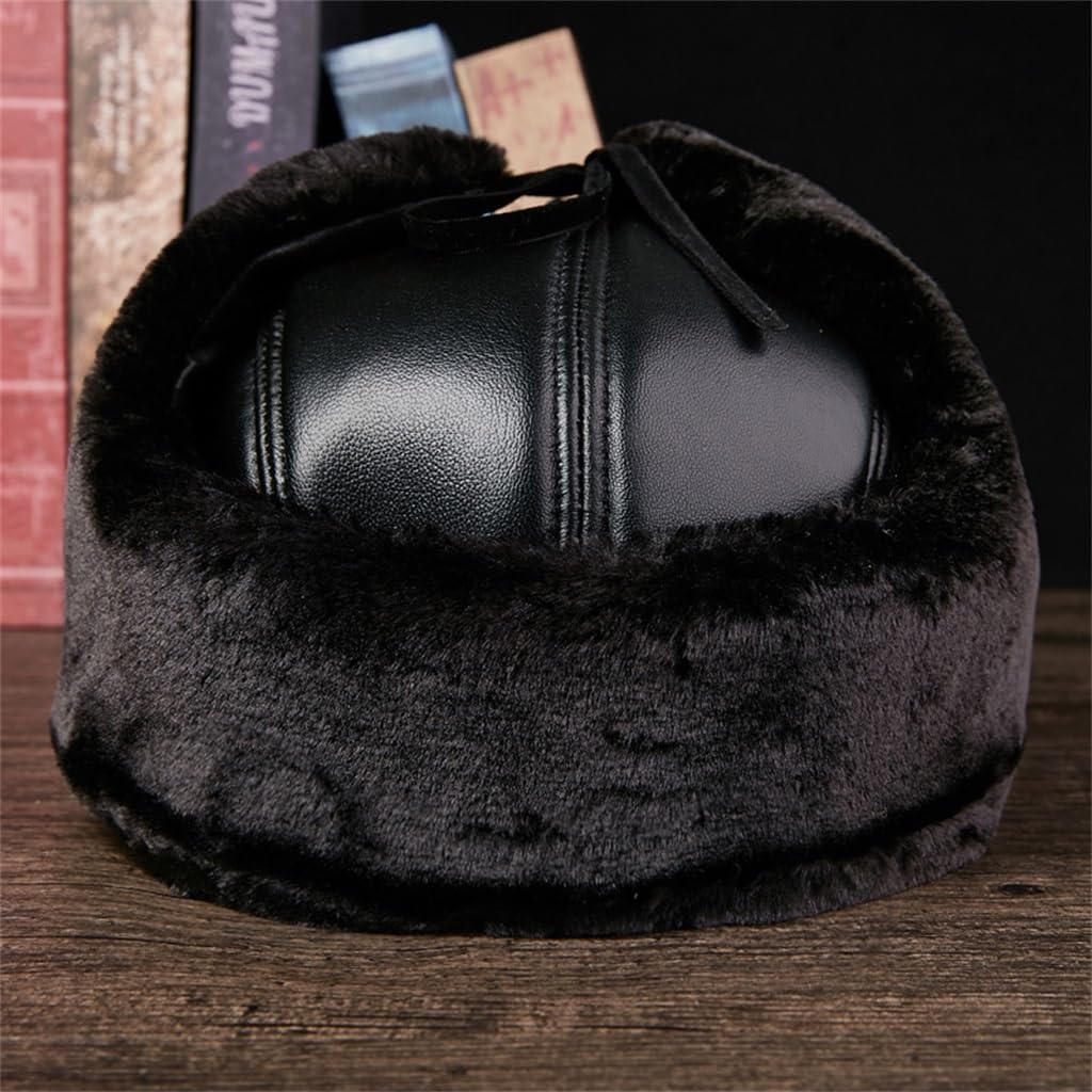 Gorro de Invierno para Hombre, Grueso, cálido, para Exteriores, con protección auditiva, de algodón, Gorro de Cuero (D 7 1/4), D-7 1/4 (D 7 1/4)