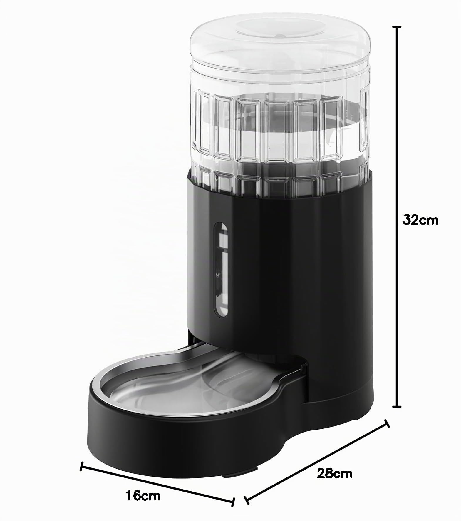 JUNSPOW Dispensador de Agua para Mascotas de 4 litros con Cuenco de Acero Inoxidable, dispensador automático de Agua para Gatos, Ventana Visible, Seguro y desenchufado para Mascotas, Color Negro